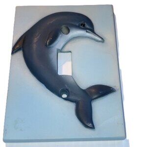 3D Ceramic Dolphin Light Switch Cover Nautical Beach Theme 3.5 x 5 inches